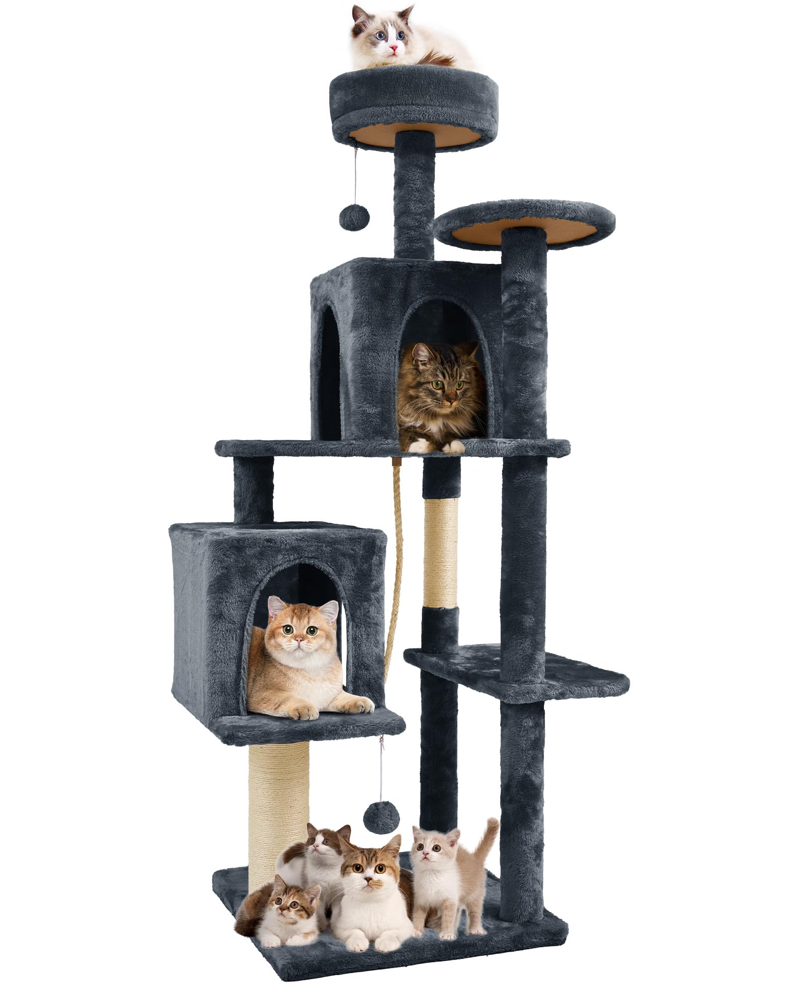TSCOMON 58.5-inch cat tree lookout for elevated views and play