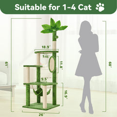 TSCOMON cat tree with large platform and hammock supports lounging after play.