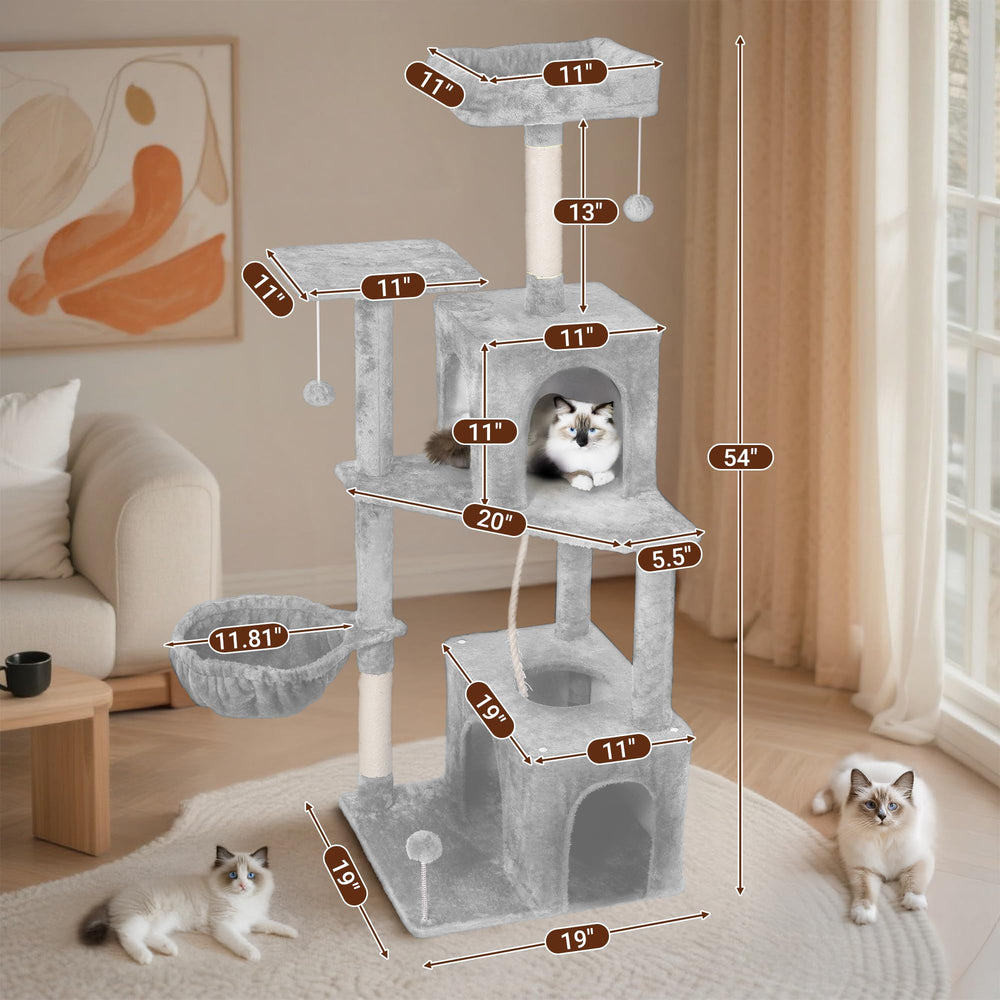 TSCOMON cat tree plush condo provides cozy retreat for afternoon naps.