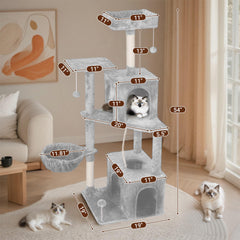 TSCOMON cat tree plush condo provides cozy retreat for afternoon naps.