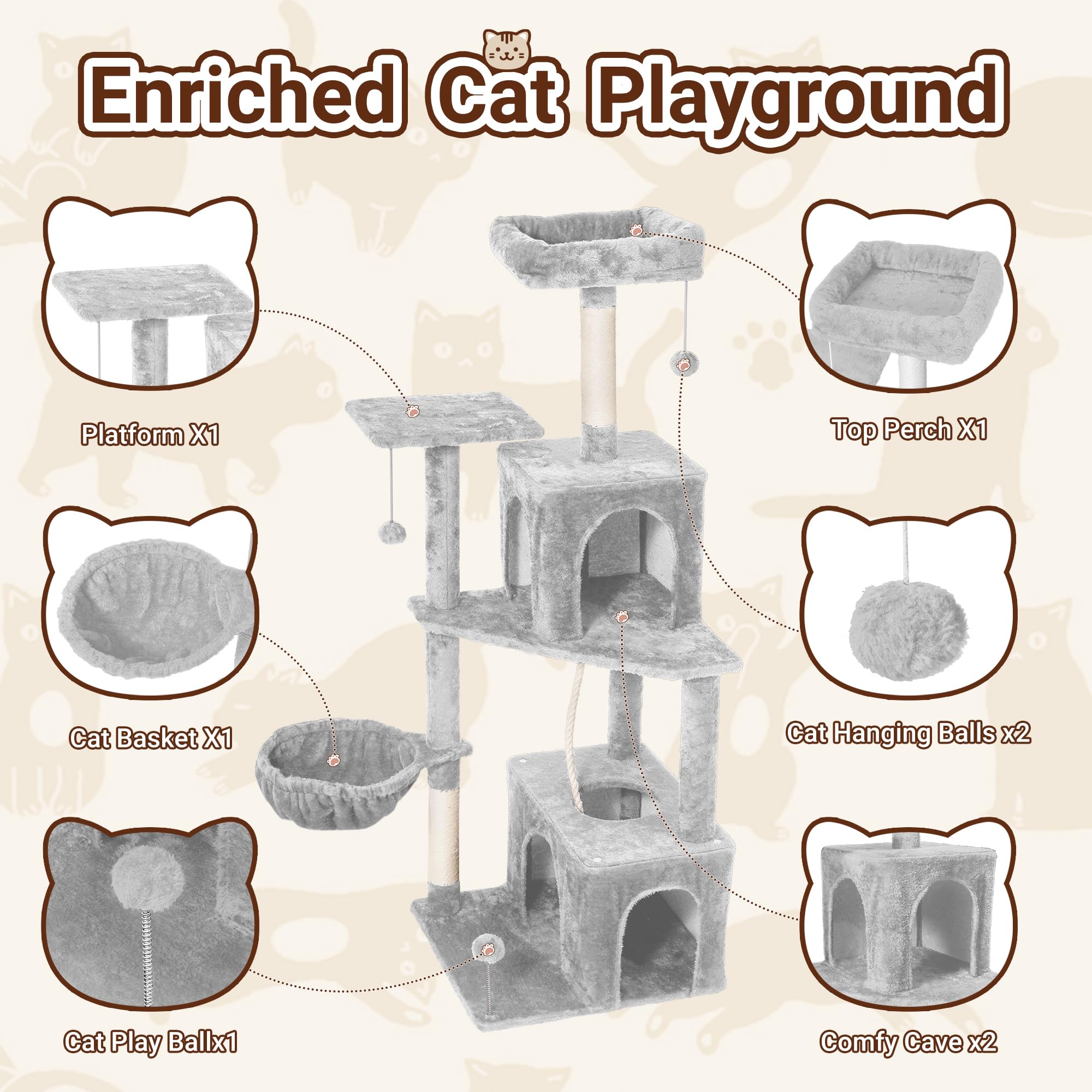 TSCOMON cat tree viewing perch offers safe lookout for curious cats.