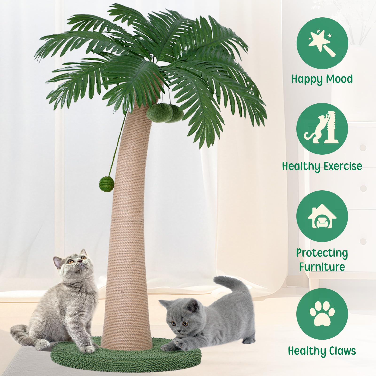 Soft grass-mat base provides comfortable resting spots