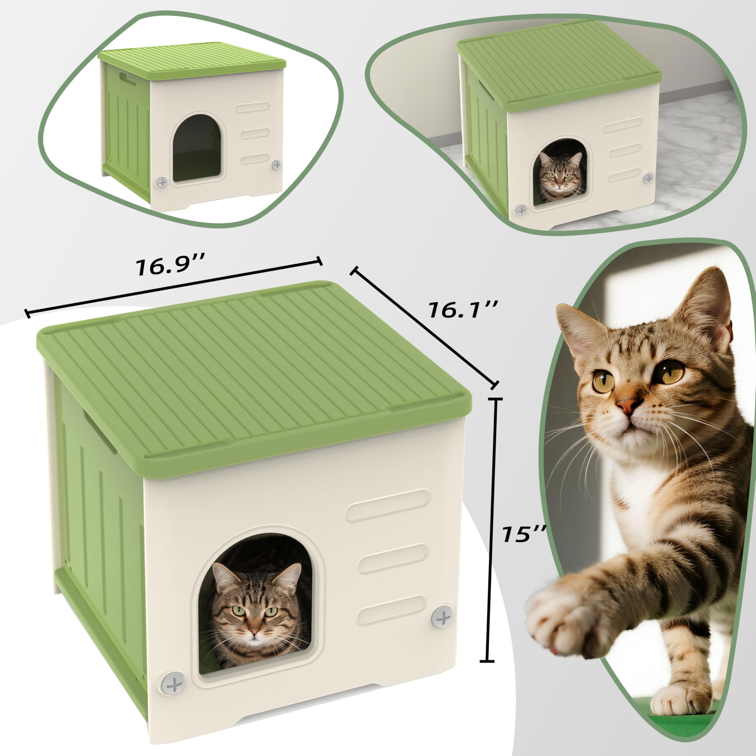 TSEHOOHOO stackable cat house interior space reveals a roomy shelter for cats.