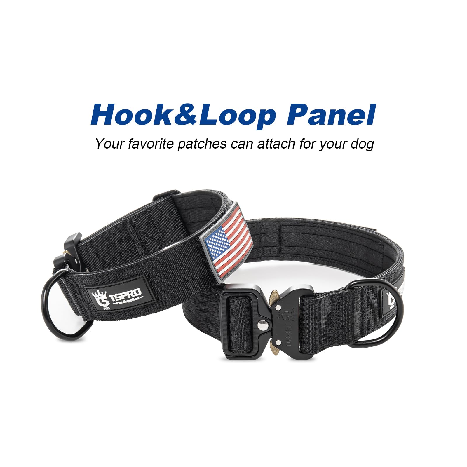 TSPRO dog collar patch panel for patch customization and visibility.