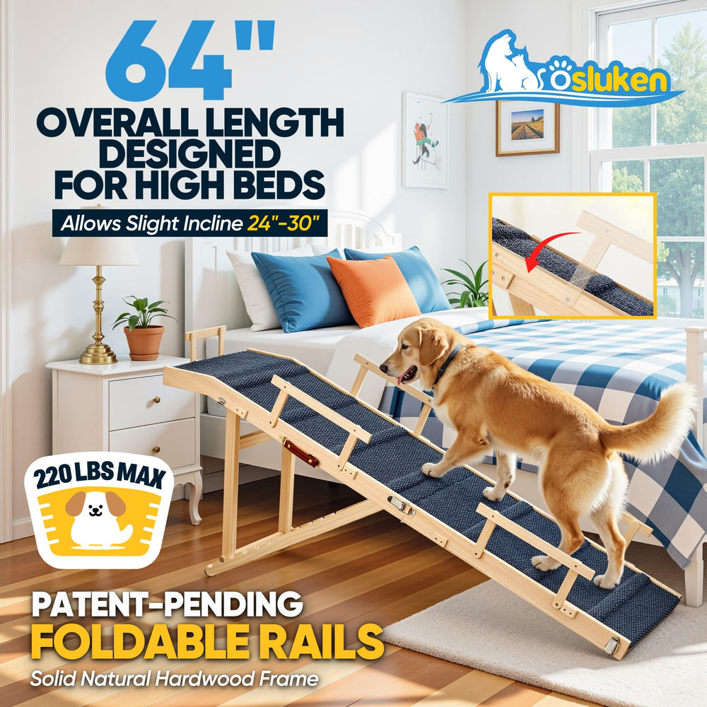 Tsukiko dog ramp showing six-height adjustments for different furniture heights