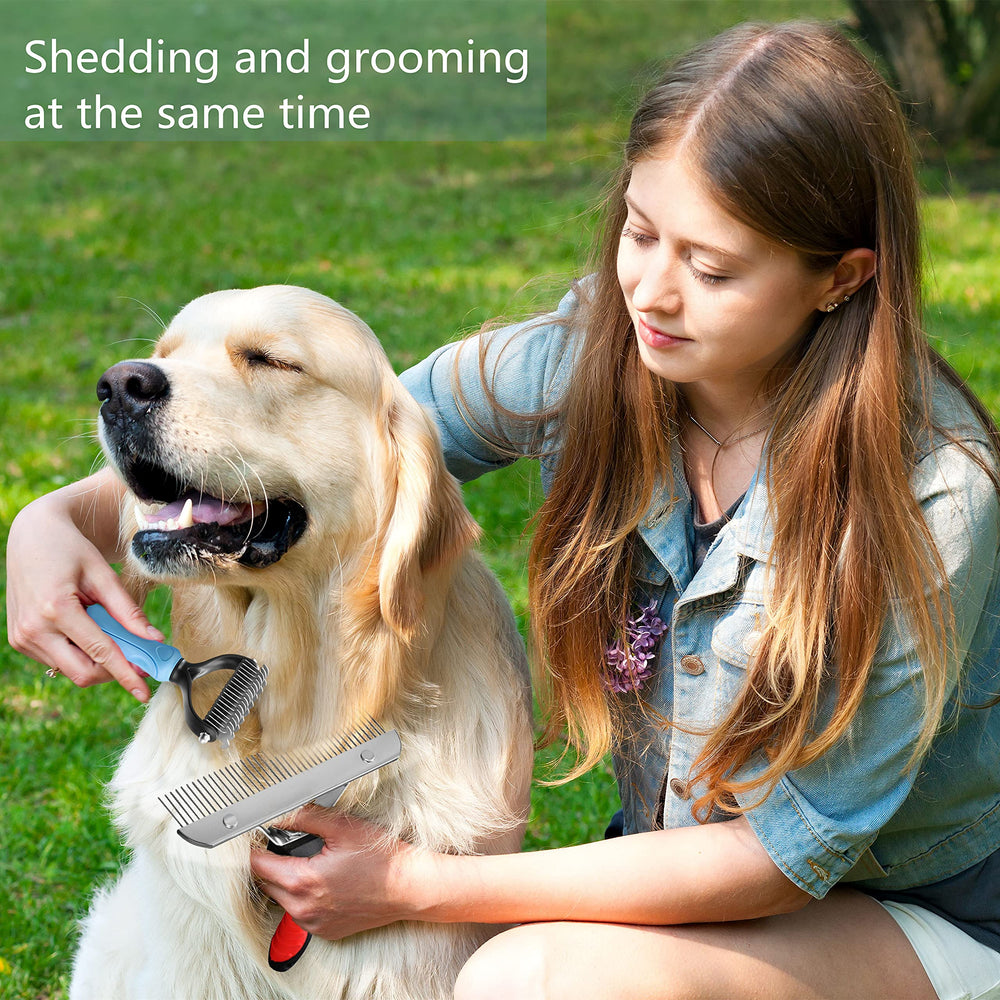 Tsxurepaw double-sided shedding comb addressing mats on large dogs