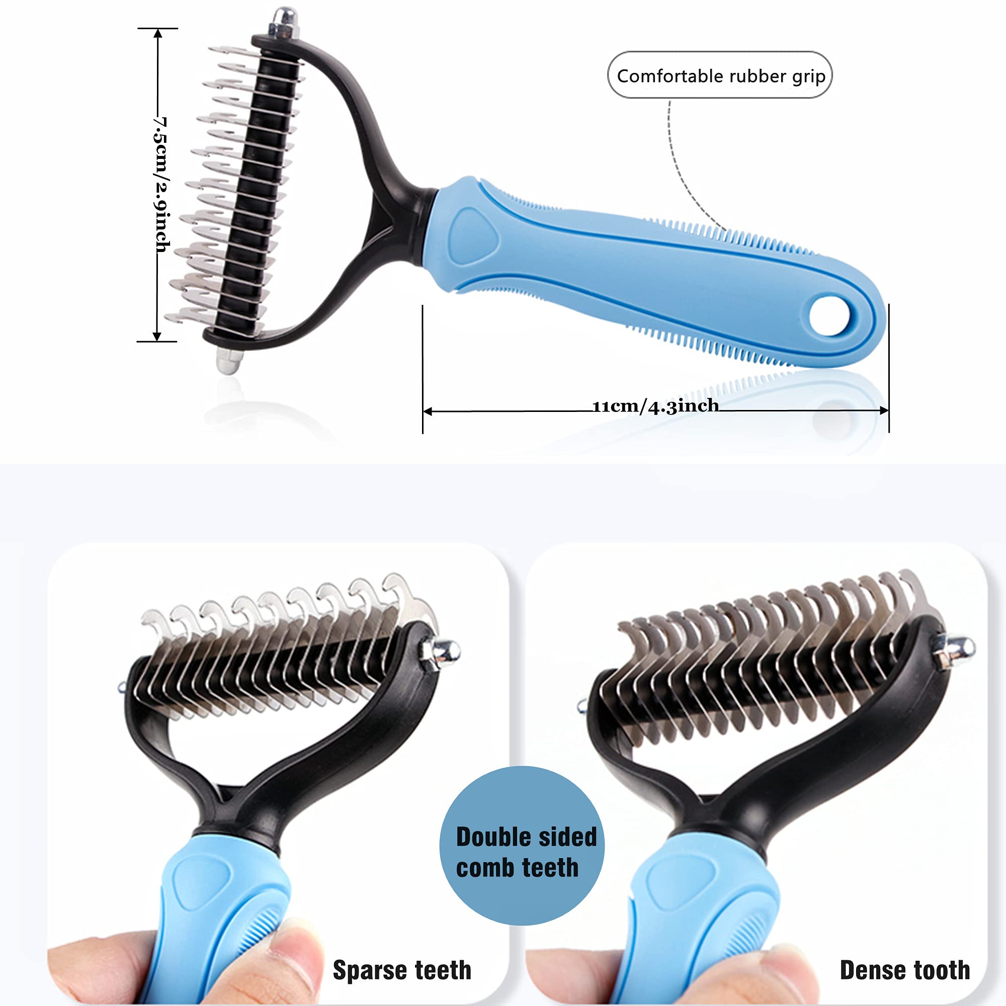 Tsxurepaw long-tooth rake reaching deep into fluffy coats