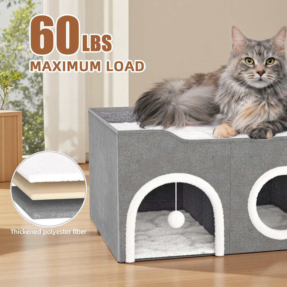 TSYPAIRS cat house foldable flat-pack folds quickly for storage or travel.