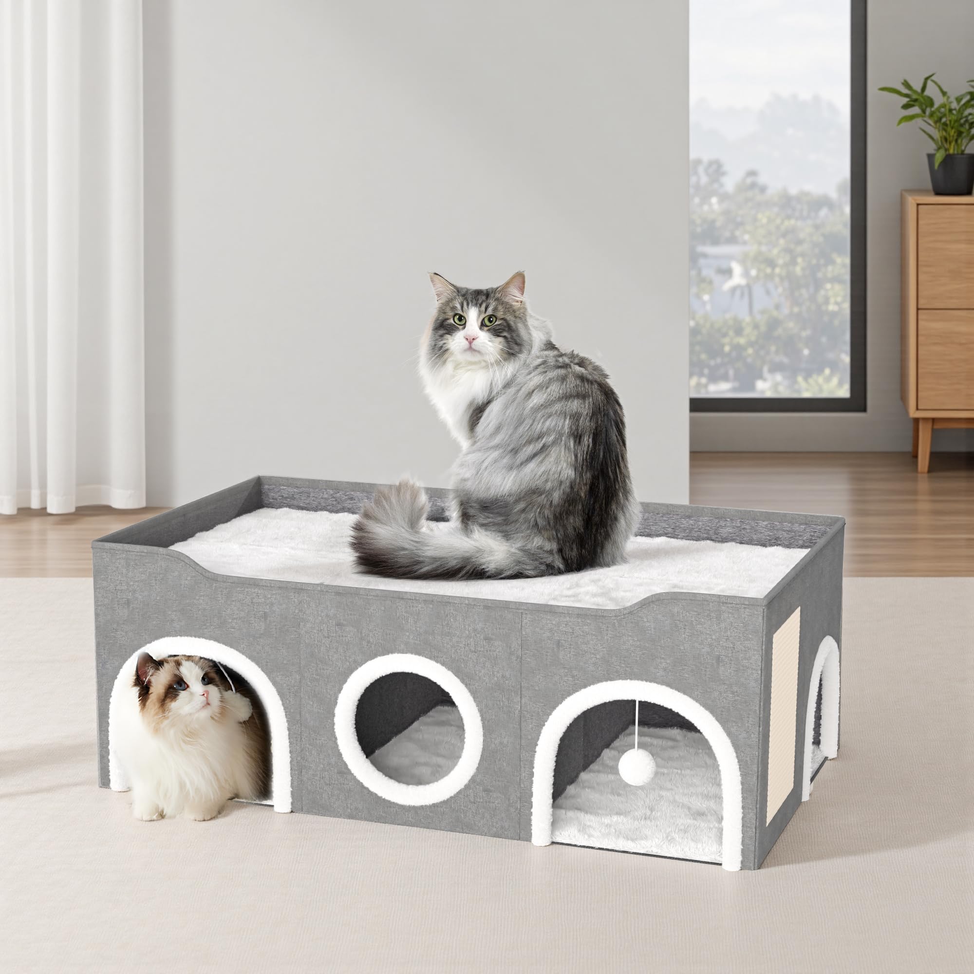 TSYPAIRS cat house dimensions 35.4x19.6x13.3 provide roomy space for small dogs and rabbits.
