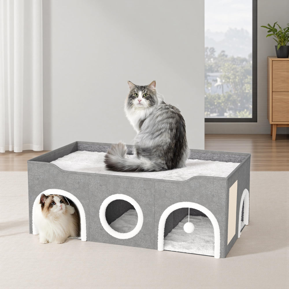 TSYPAIRS cat house dimensions 35.4x19.6x13.3 provide roomy space for small dogs and rabbits.