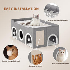 TSYPAIRS cat house sturdy MDF structure stays stable for climbing and playful adventures.