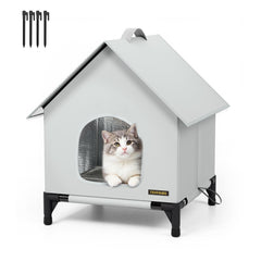 TSYPAIRS outdoor cat house front view, a weatherproof shelter for year-round use.