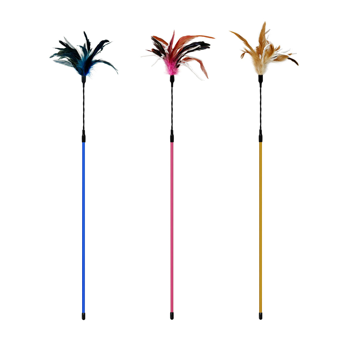 TTcat 3-pcs cat wand with long reach for interactive indoor play.