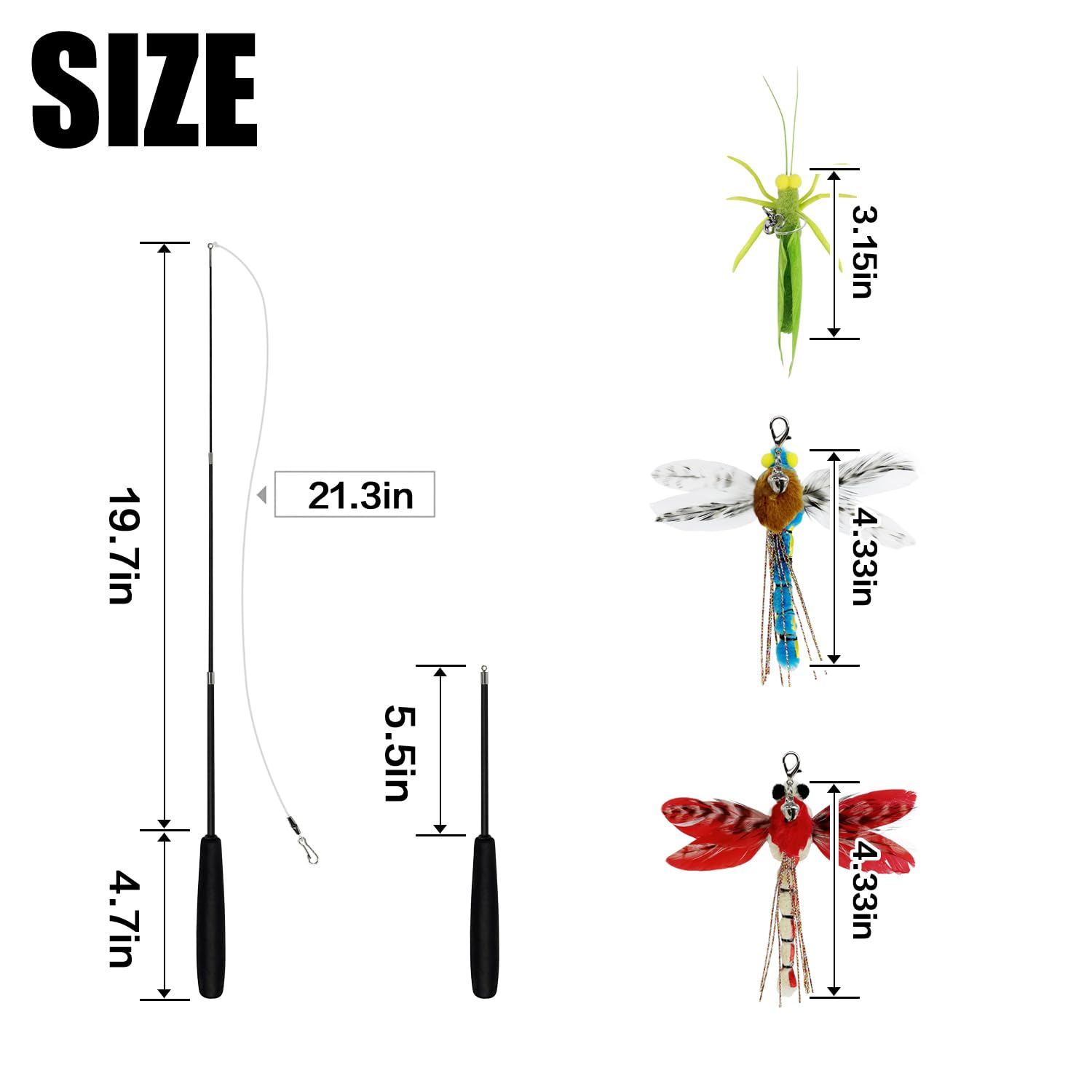 TTcat cat feather wand dragonfly refill enhances hunting-inspired play.