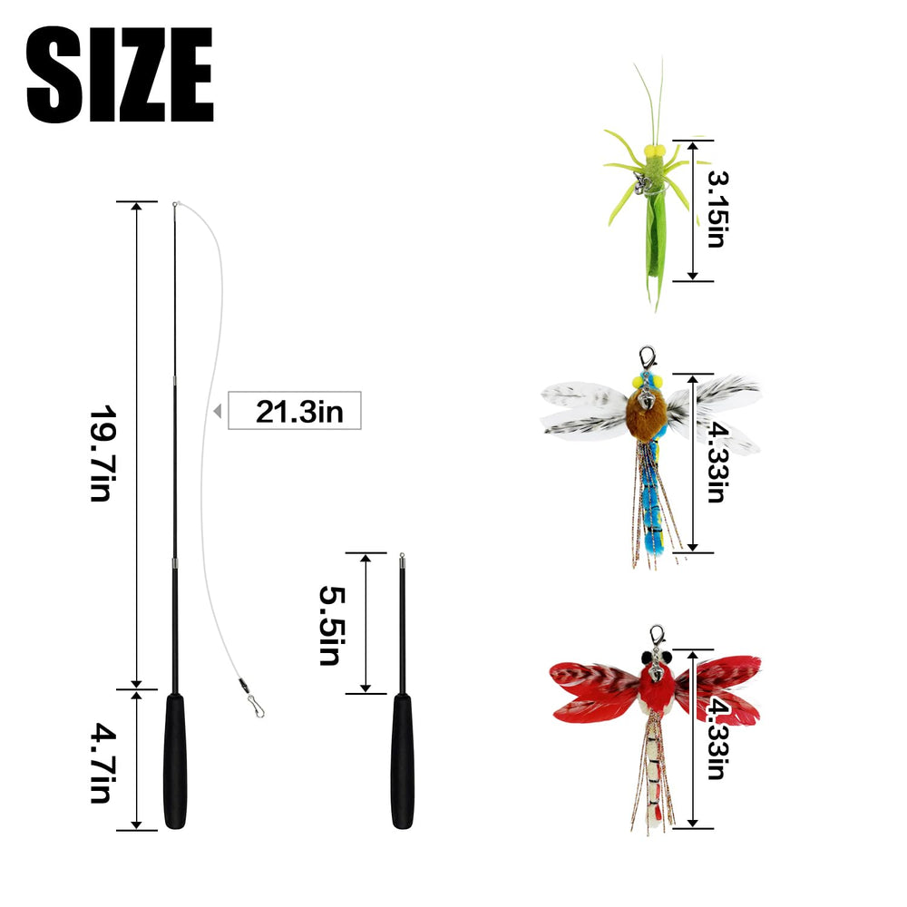 TTcat cat feather wand dragonfly refill enhances hunting-inspired play.