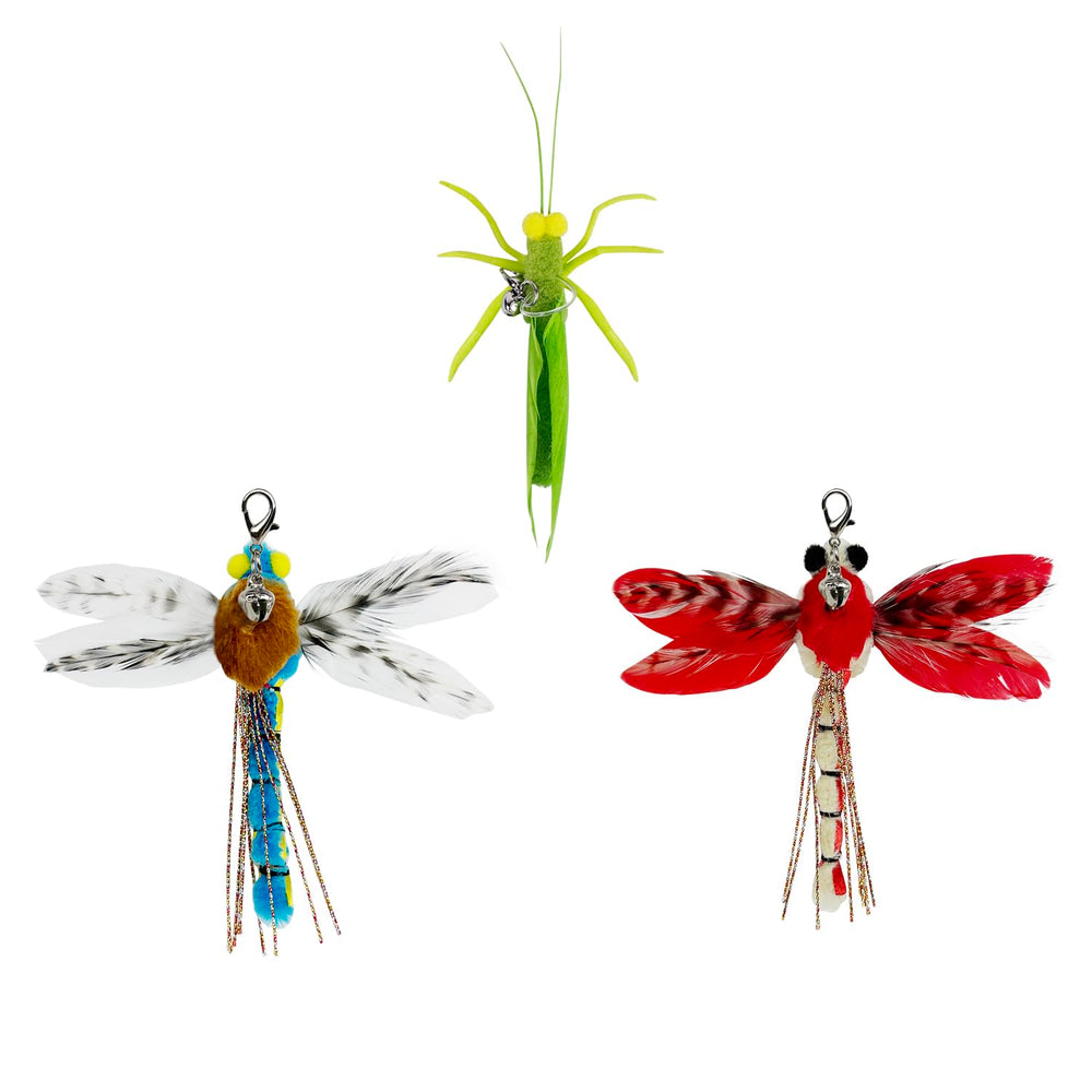 TTcat cat feather wand grasshopper refill promotes chasing indoors.
