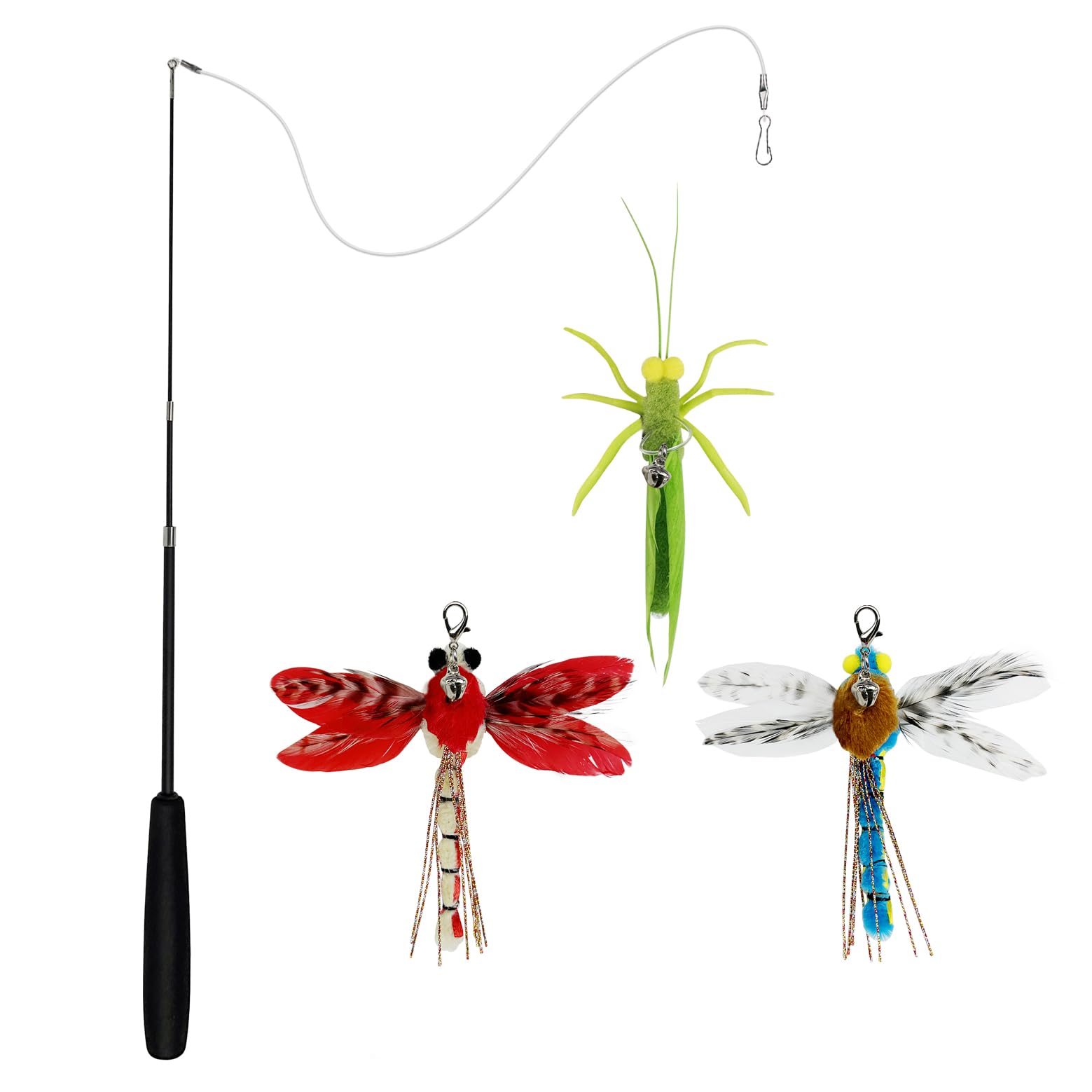 TTcat cat feather wand retractable compact design for easy storage and playful sessions.