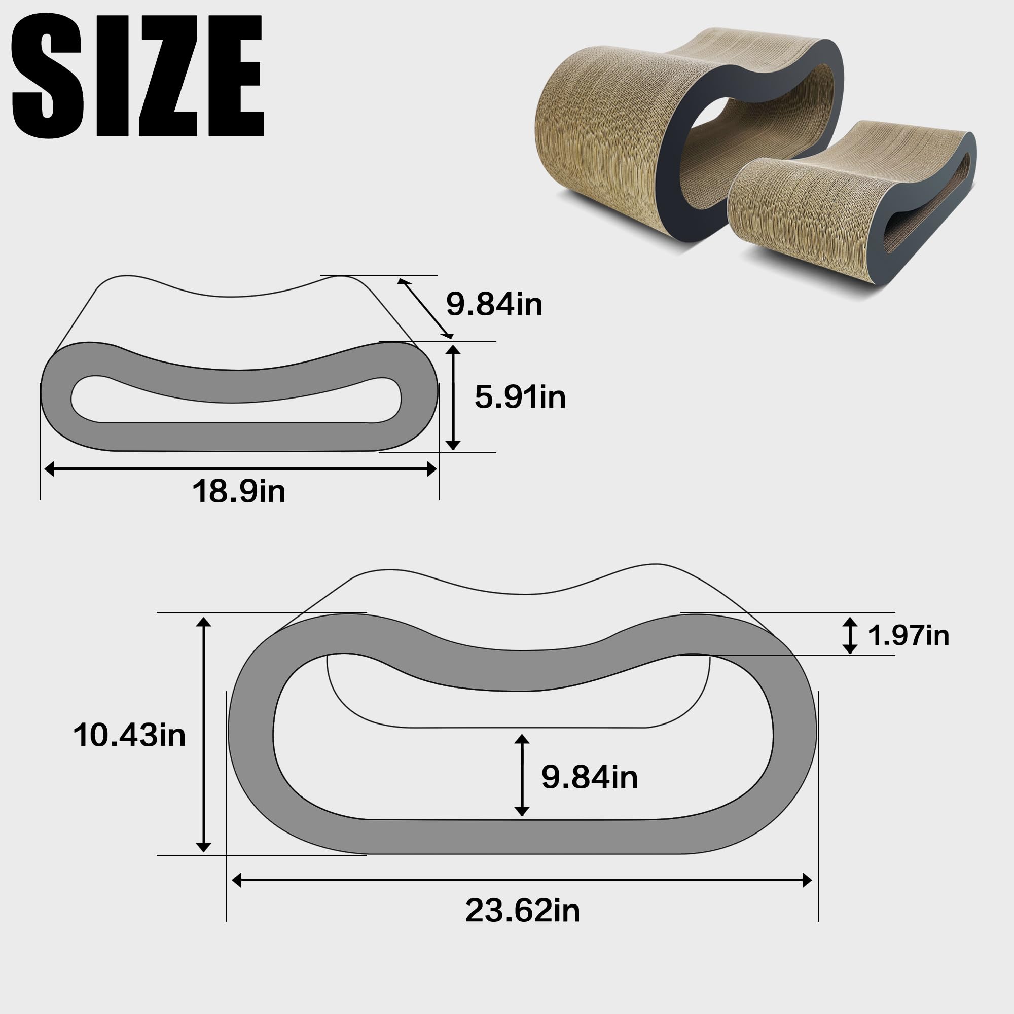 TTcat corrugated cardboard scratcher withstands sharp claws and safe materials.