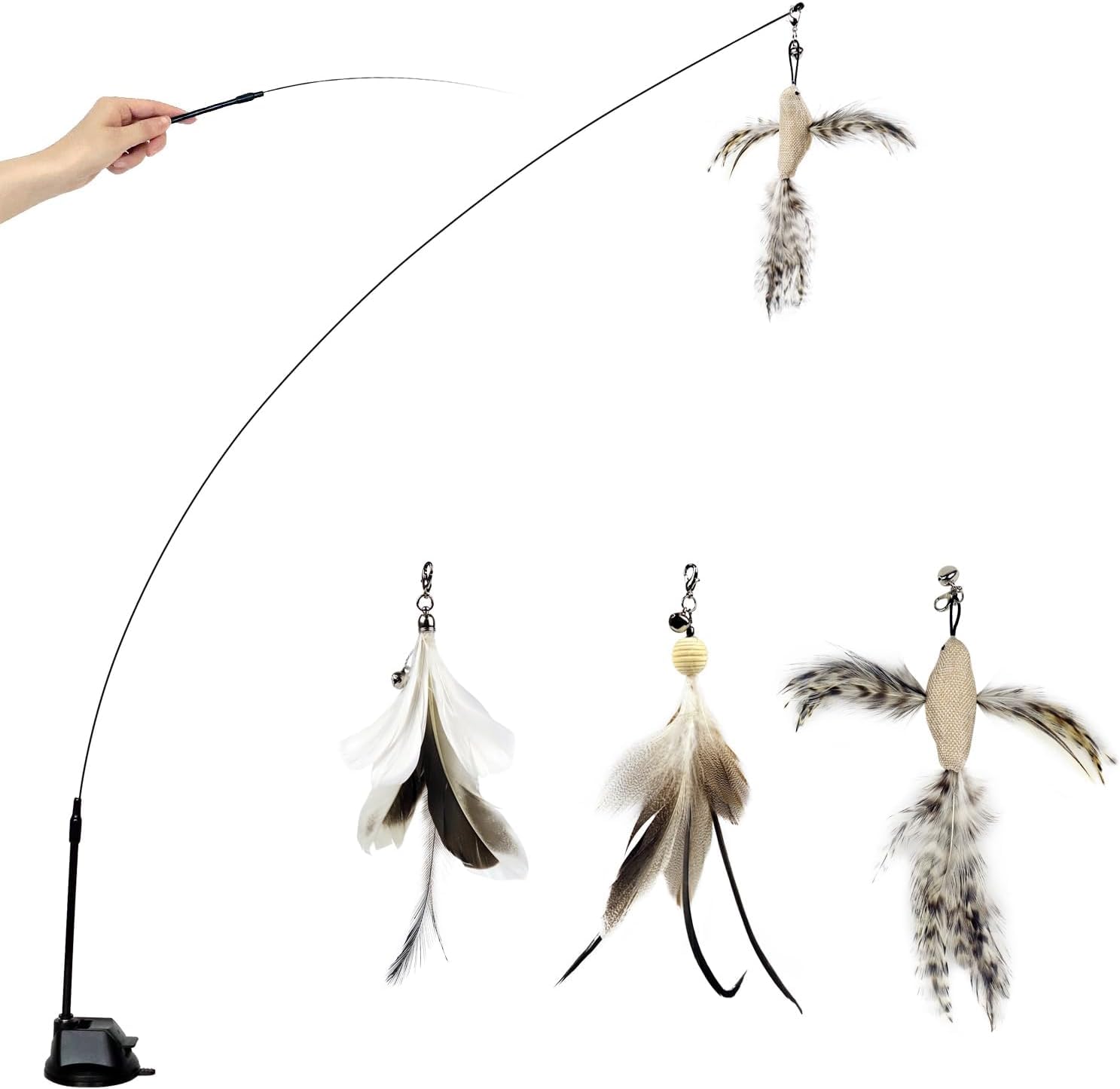 TTcat cat wand with suction cup for window play and easy setup