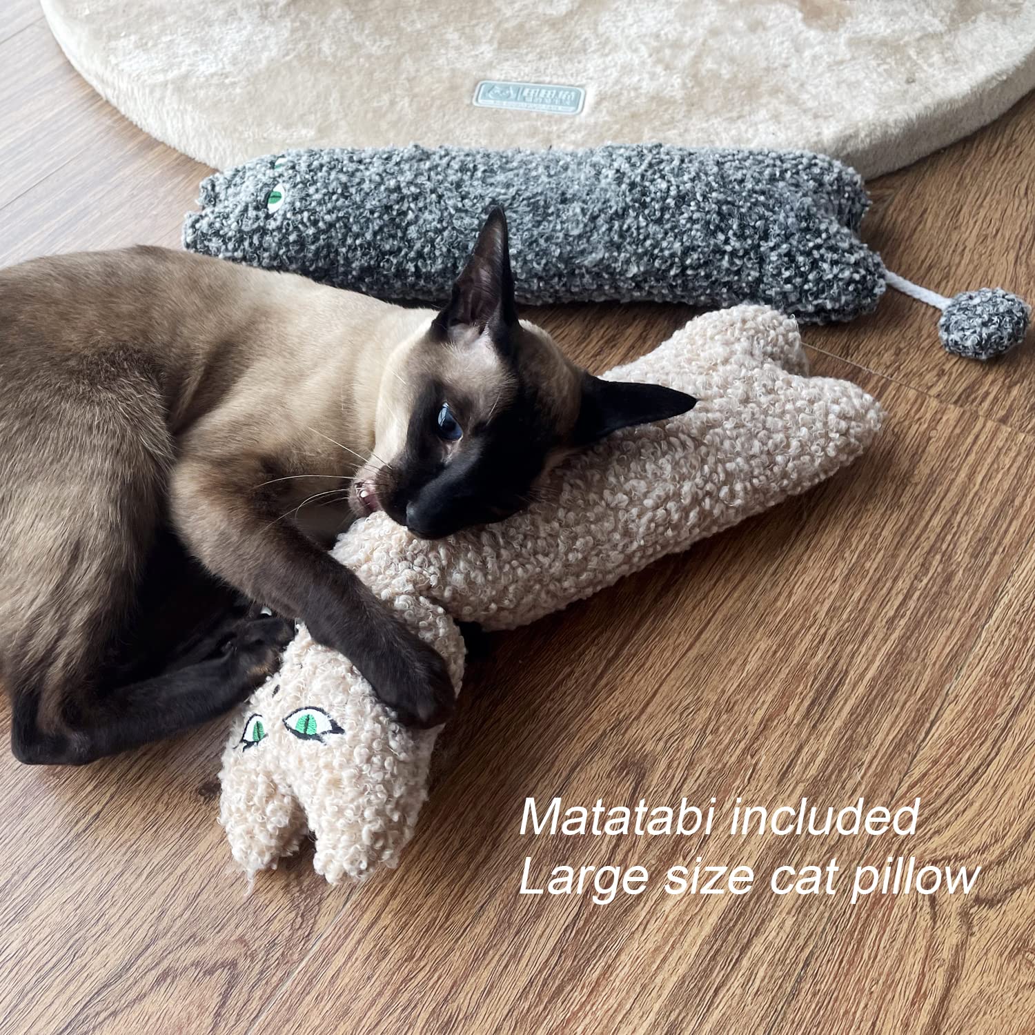 TTcat Catnip Silvervine Pillow beige matatabi-inside showcases scent-infused interior