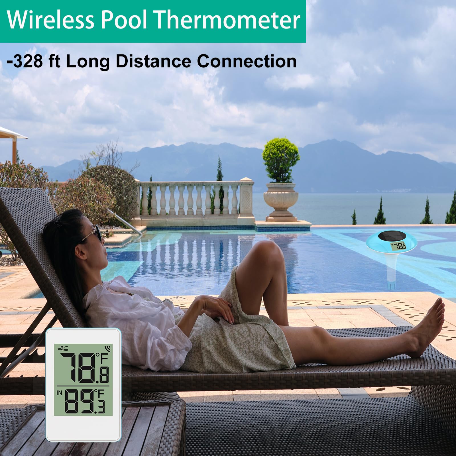 T TESTRUST IPX8 waterproof thermometer withstands submersion for reliable pool readings