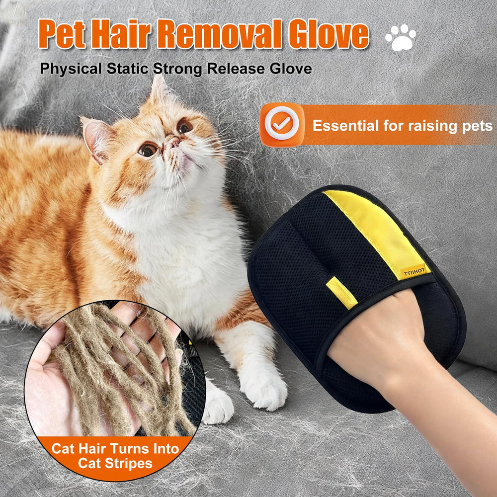 TTIIHOT gloves on couch removing pet fur for a cleaner living space