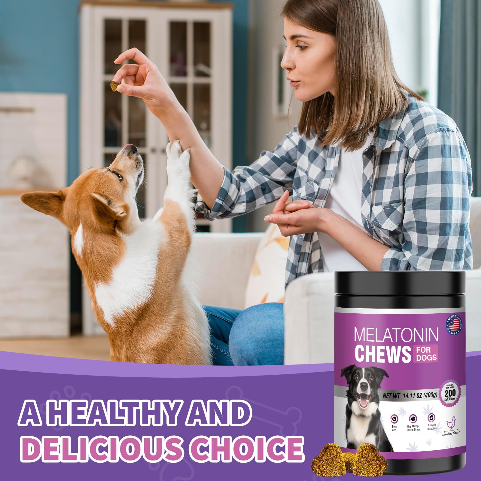 TTIXRL L-tryptophan and vitamin B1 ingredients featured for overall pet wellness.