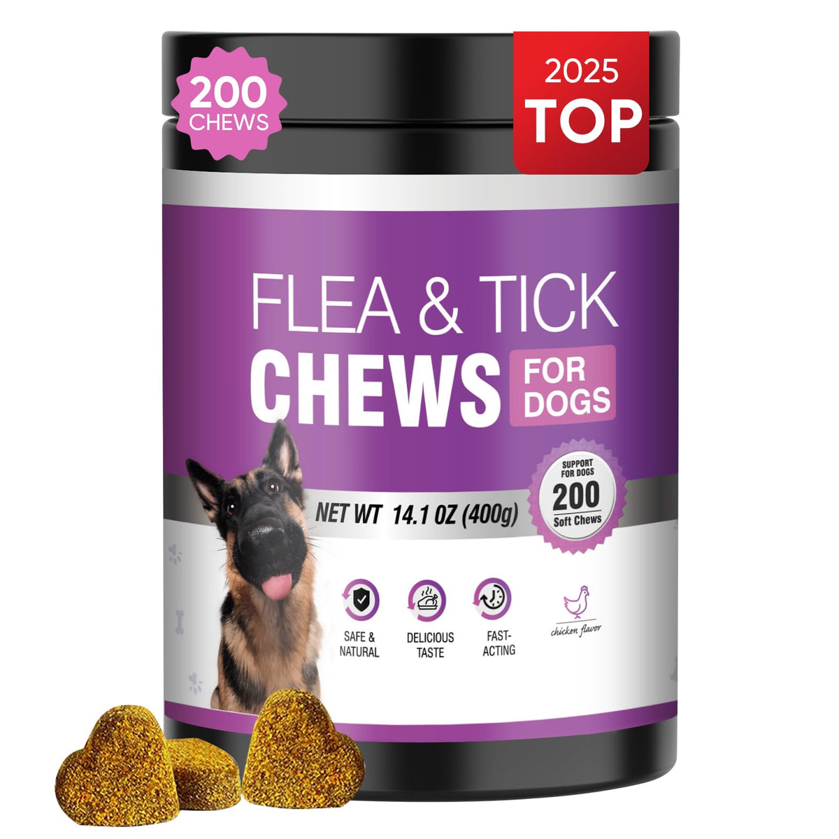 TTLXBL dog flea and tick chewable bottle 200 for long-lasting protection.