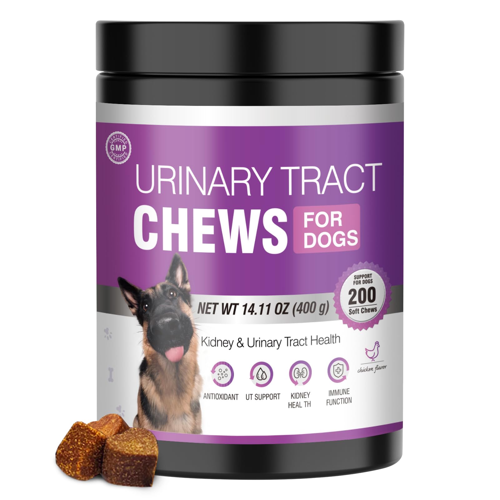 TTLXBL dog UTI cranberry chews bottle showing bladder support for dogs