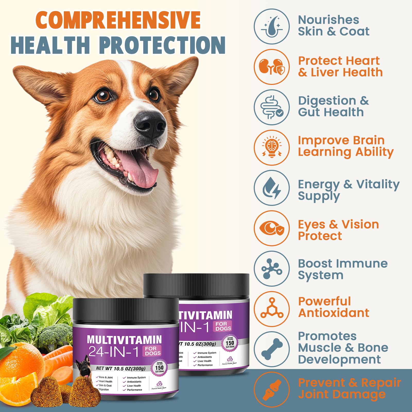 TTLXBL dog vitamins chewables closeup promoting skin and coat health