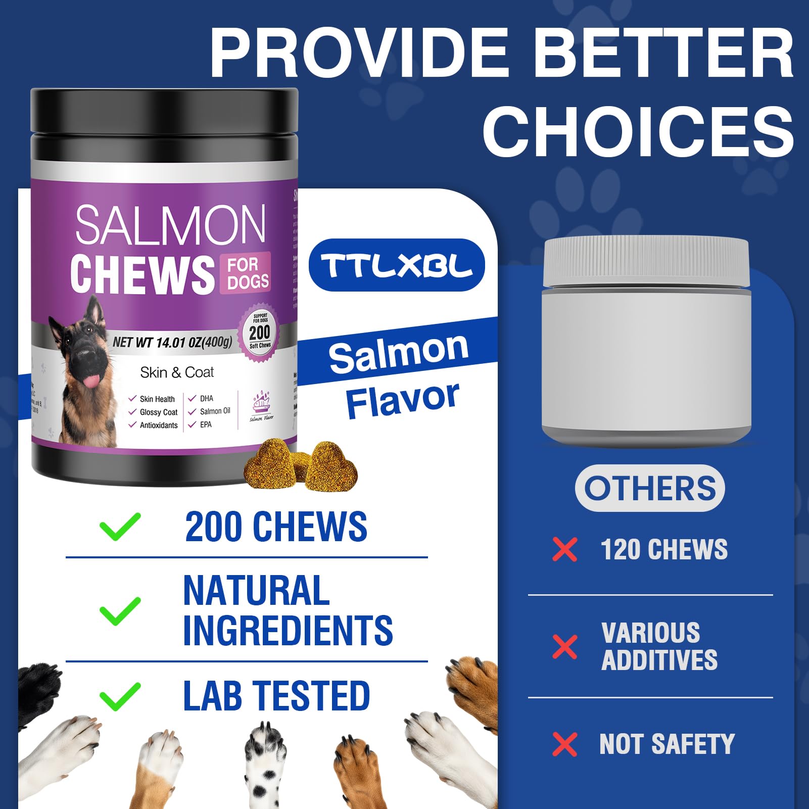 TTLXBL Easy-to-feed dog supplements scene close-up with meals.