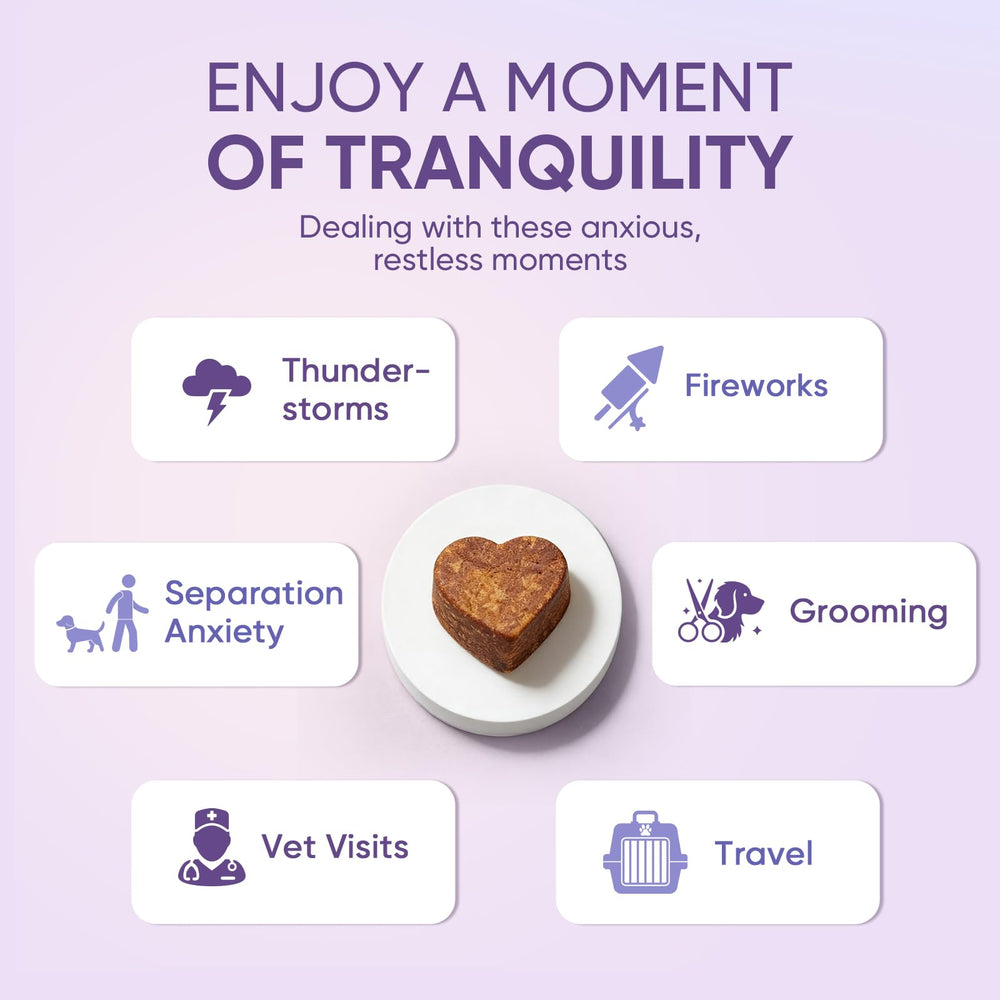 TTLXRL Calming Chews dog pack open shows easy dosing for dogs of all sizes