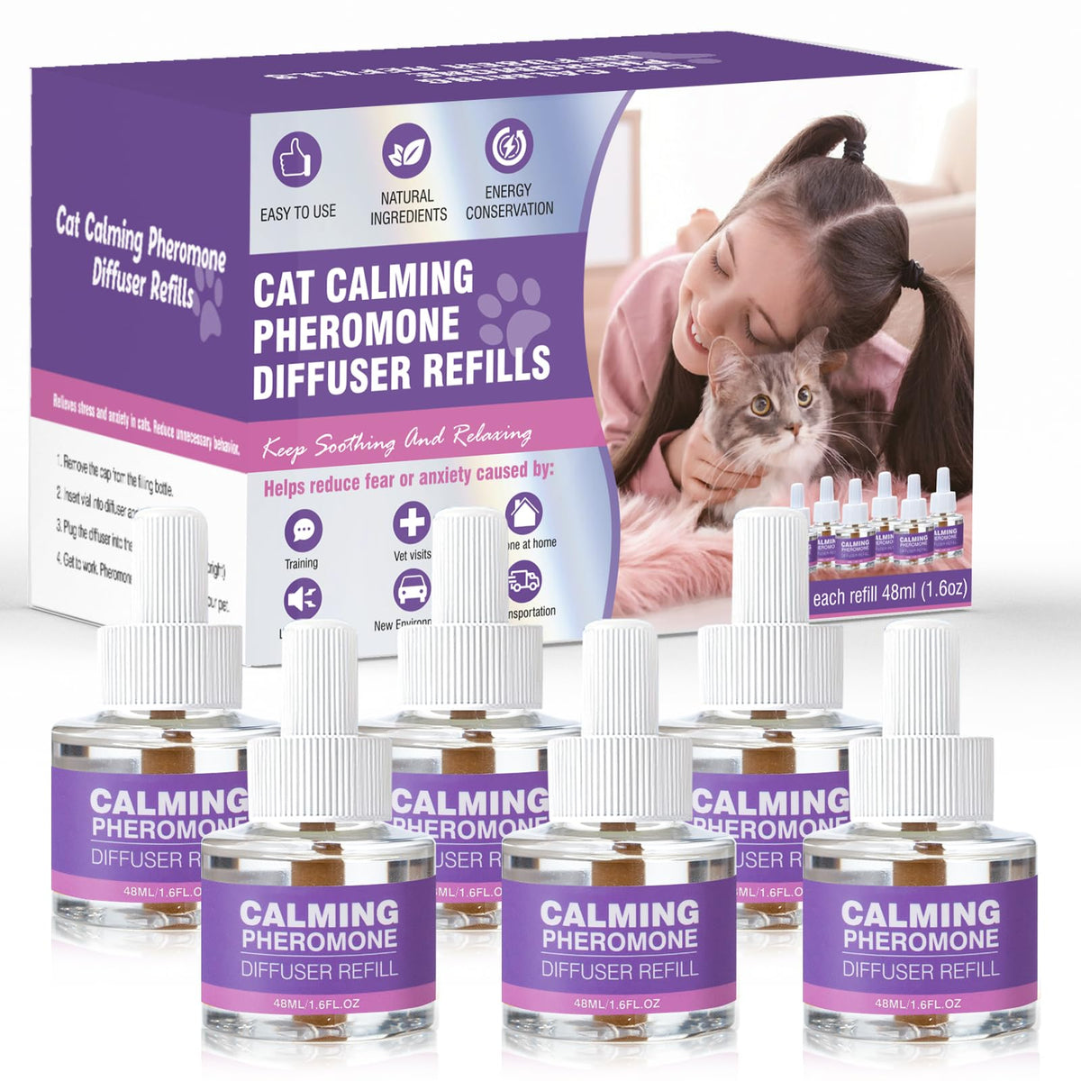 TTLXRL cat calming diffuser refill 6-pack for a calmer home