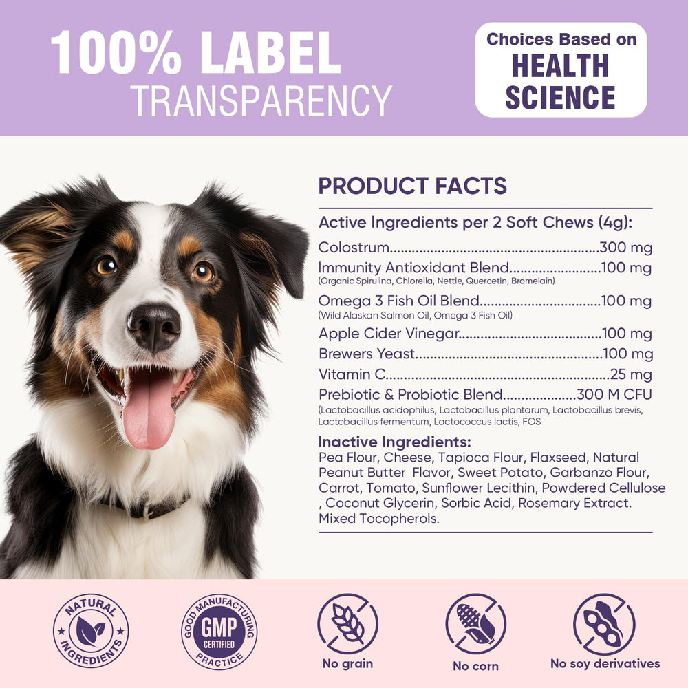 TTLXRL dog allergy chews packaging back view with product benefits