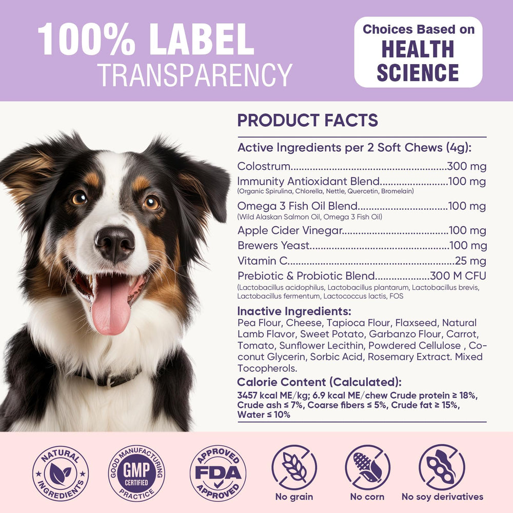 TTLXRL Dog Allergy Chews grain-free formula gentle on tummy.