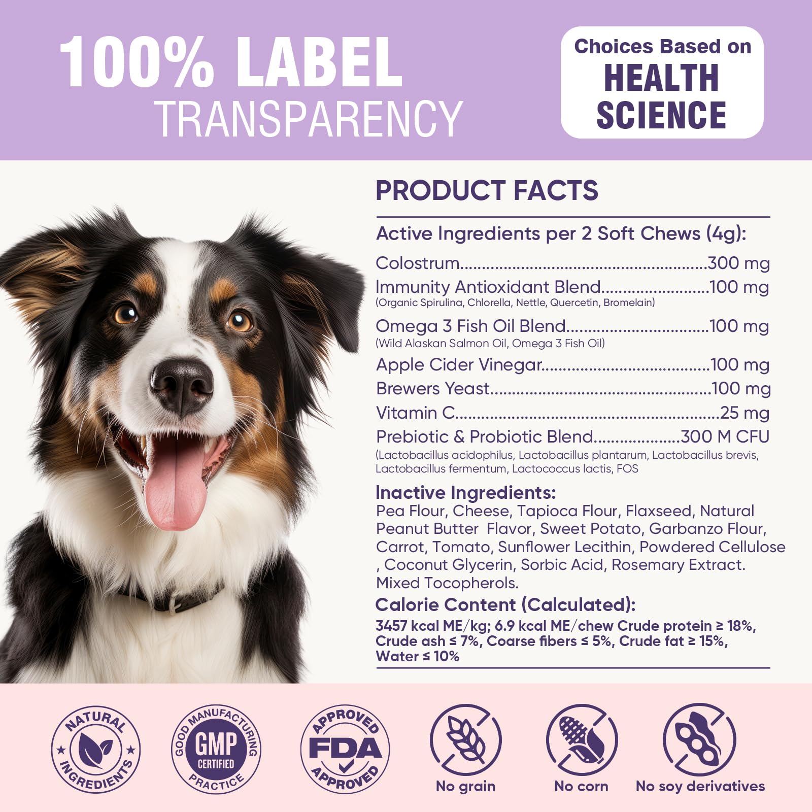 TTLXRL dog allergy chews packaging emphasizes natural, grain-free formula.