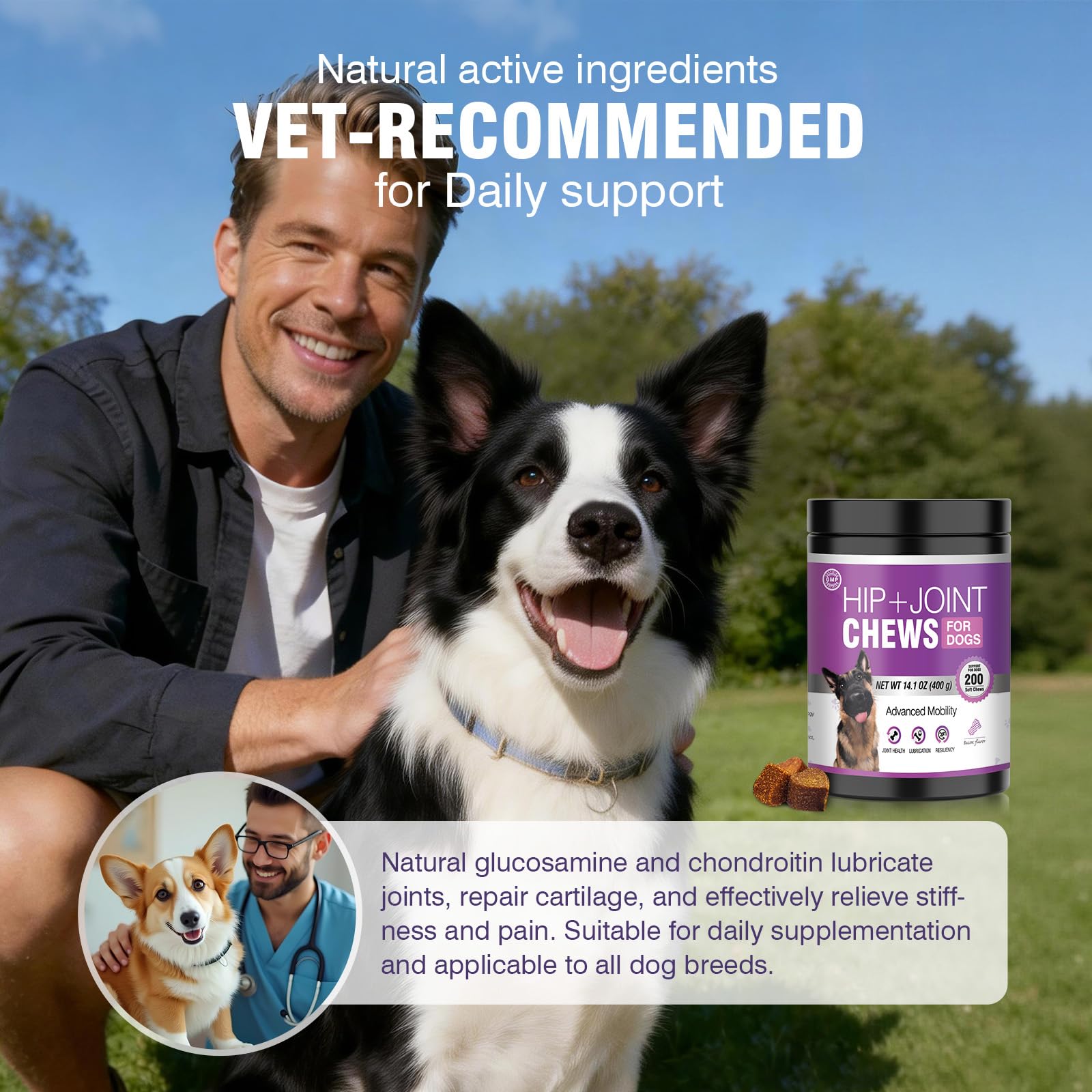 TTLXRL dog joint chews serving scoop illustrates convenient daily dosing.