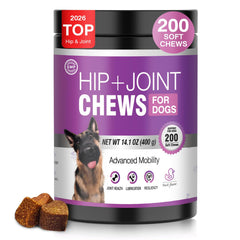 TTLXRL Glucosamine for Dogs bottle with duck-flavored chews for joint support.