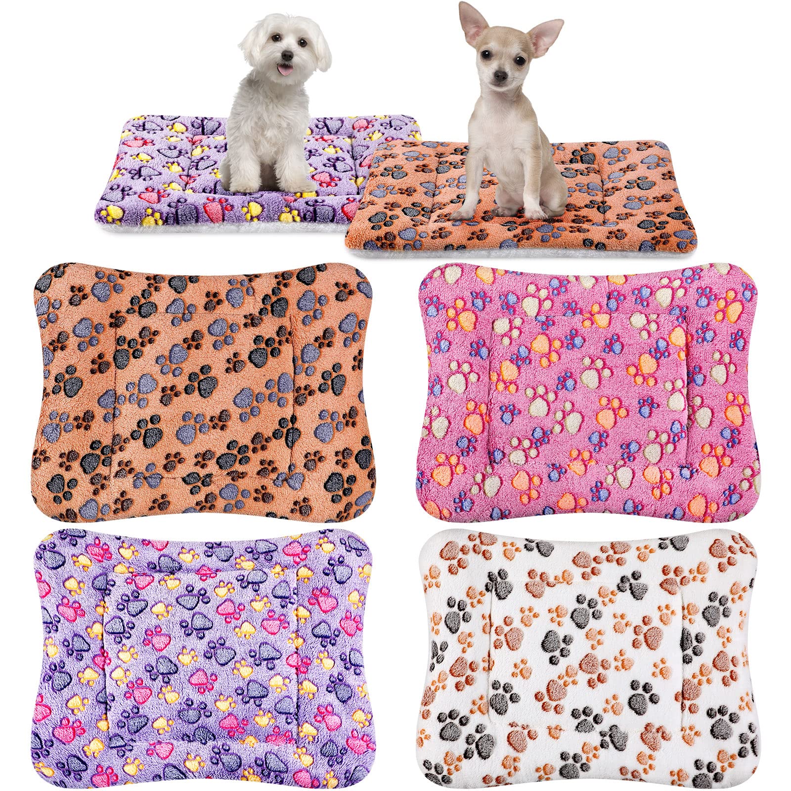 Tuanse four-pack ultra soft bed mats with paw pattern for cozy crates