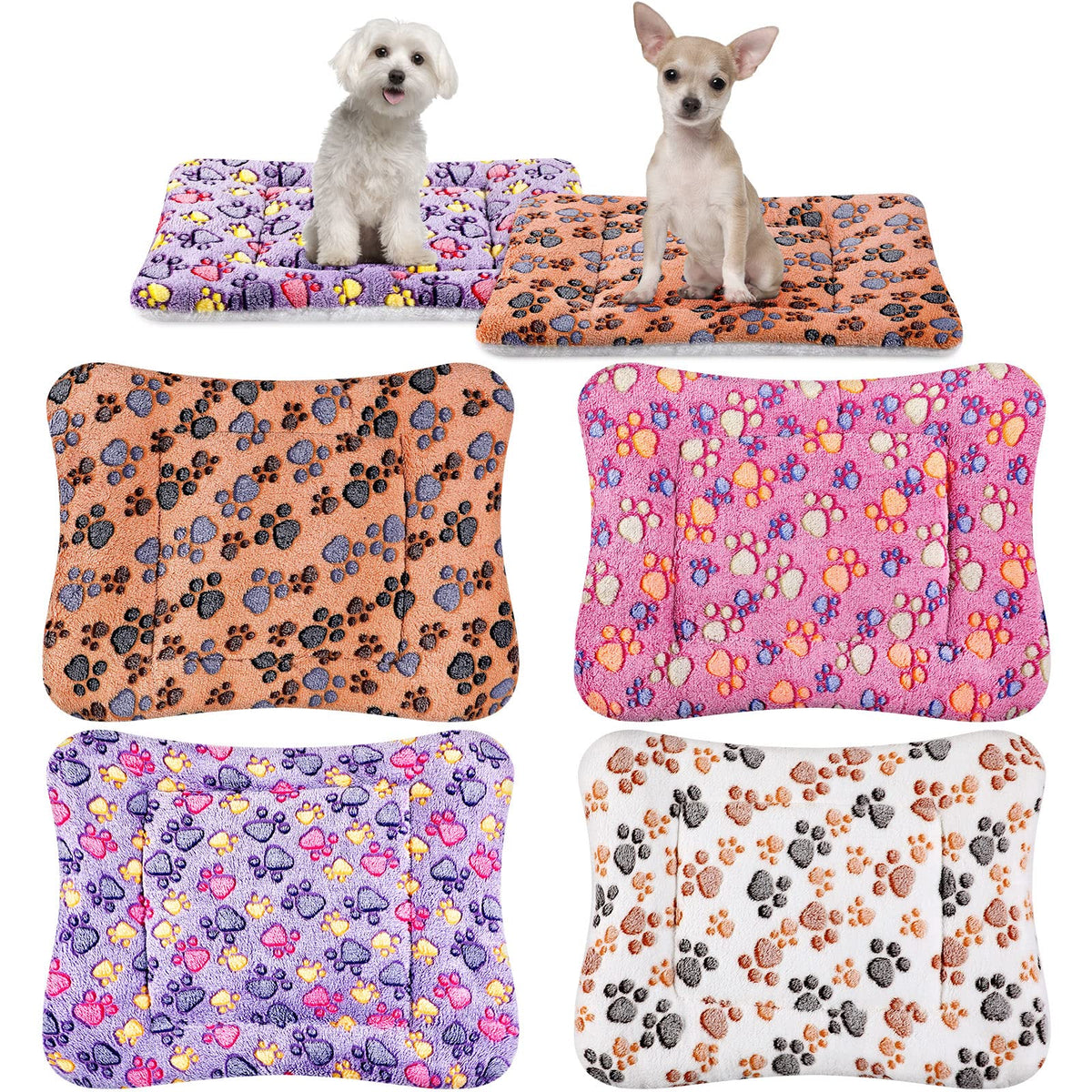 Tuanse four-pack ultra soft bed mats with paw pattern for cozy crates