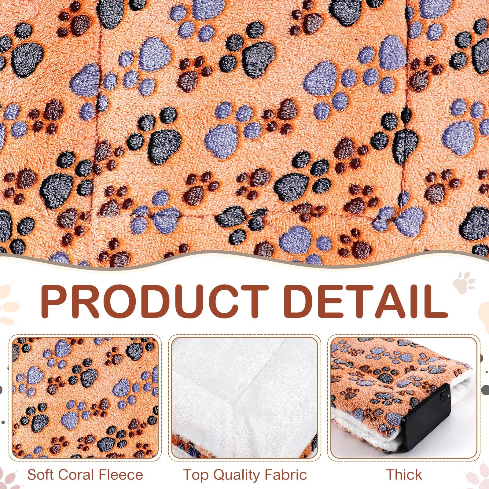 Tuanse 53x36 cm small-animal bed mat featuring paw pattern, fits crates and carriers.