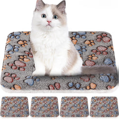Tuanse four-pack paw-pattern bed mats offer cozy resting for small pets in gray