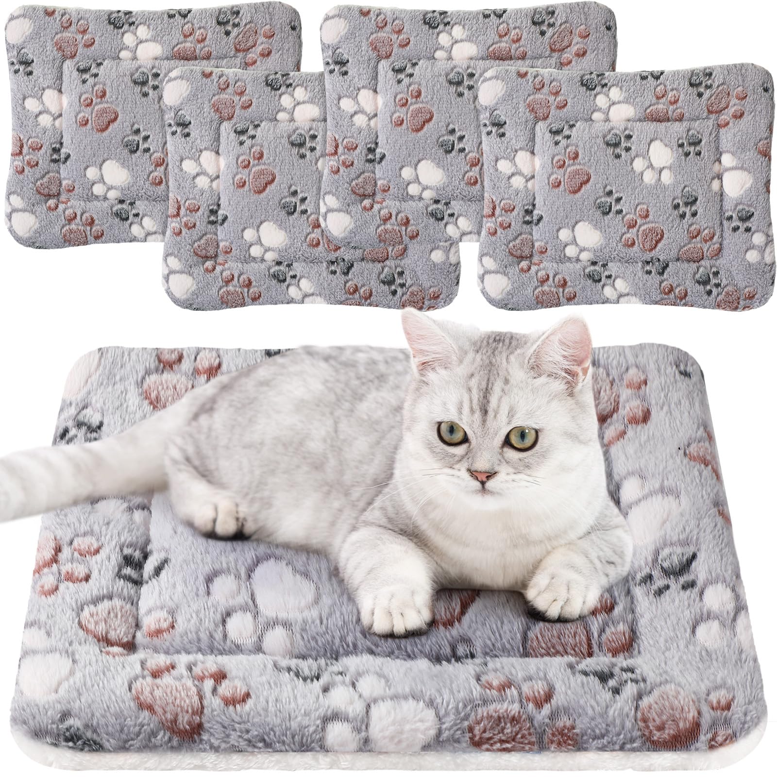 Tuanse paw-pattern small bed gray for crates and kennels, cozy for small pets.