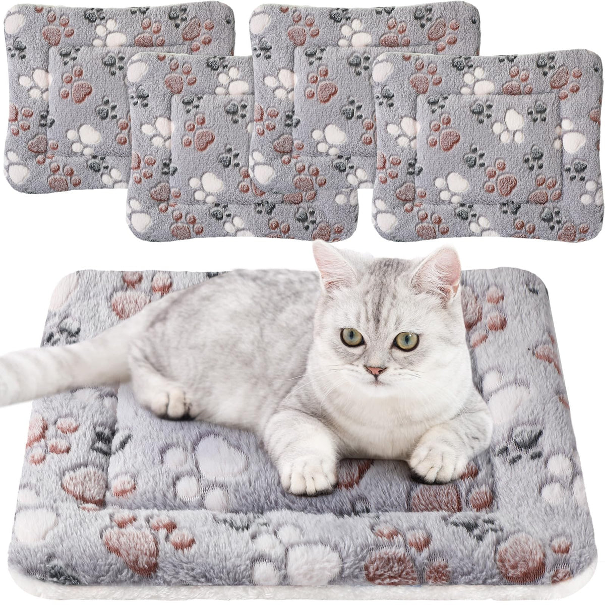 Tuanse paw-pattern small bed gray for crates and kennels, cozy for small pets.