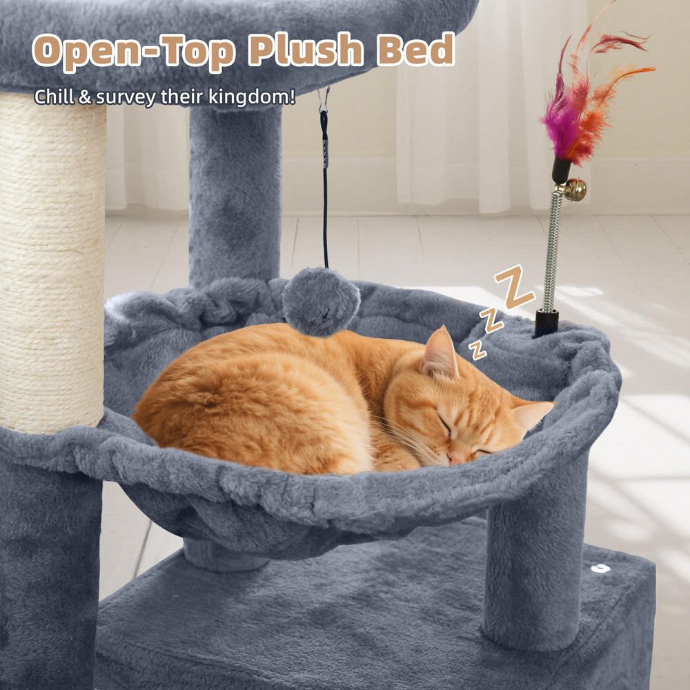 Tuaoeef cat tree grey compact design fits modern interiors.