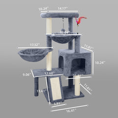 Tuaoeef cat tree with scratching posts promotes natural claw activity and play.