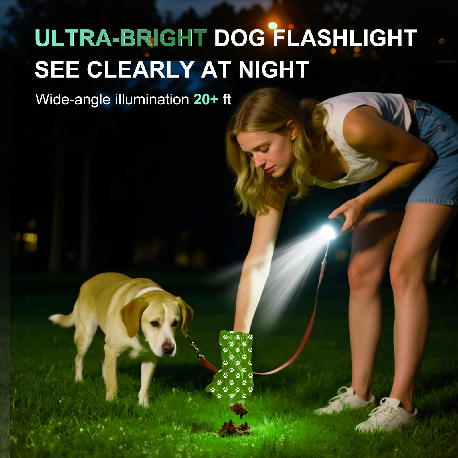 Tubasion flashlight with 7-color lighting for night visibility