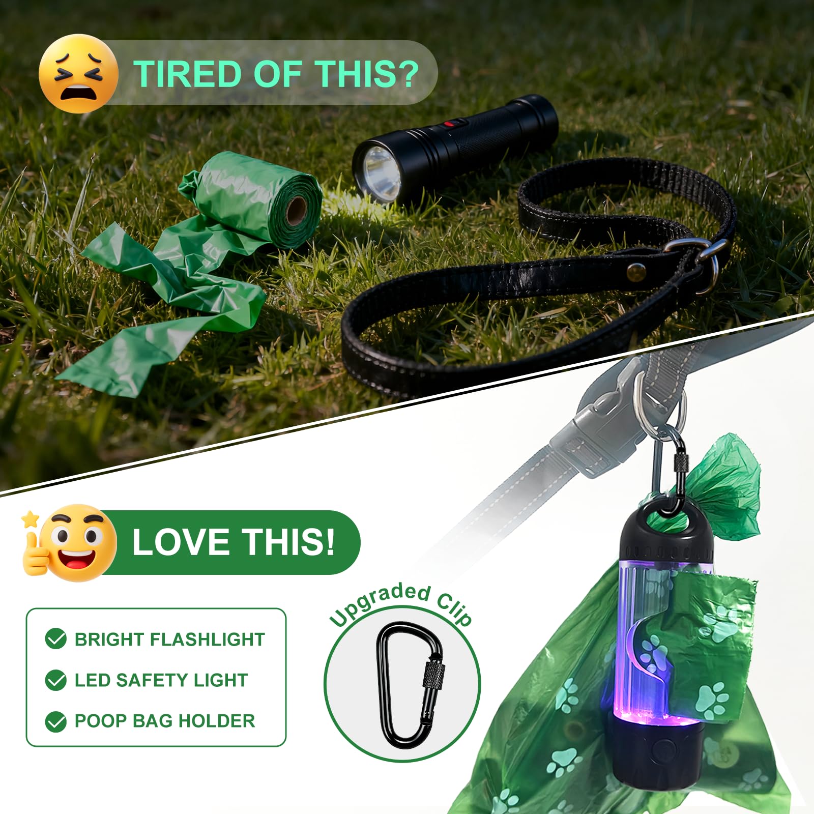 Tubasion IPX6 waterproof dog flashlight for all-weather walks