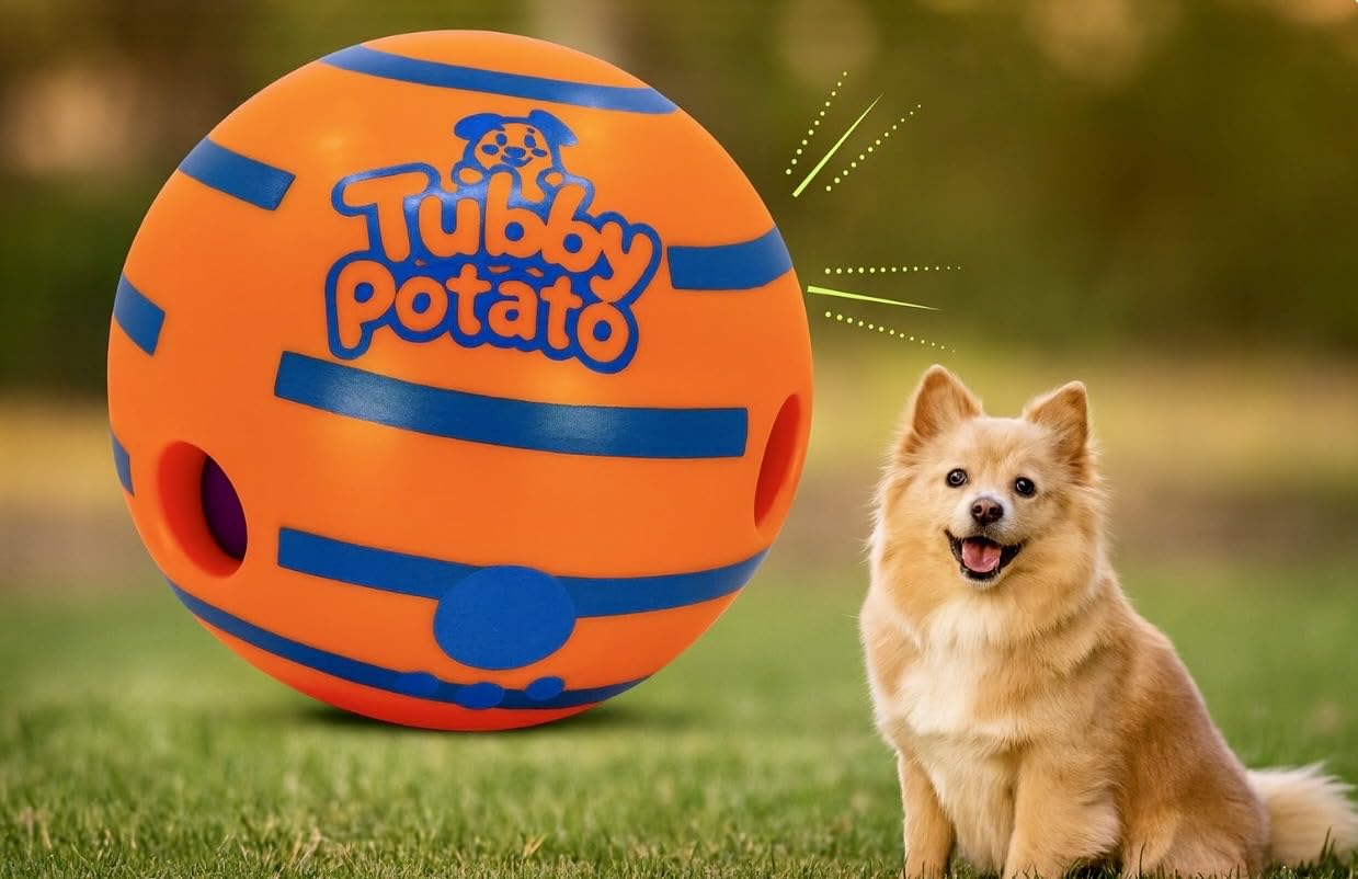Tubby Potato Tater Tumbler Sound Ball orange color enhances visibility outdoors.