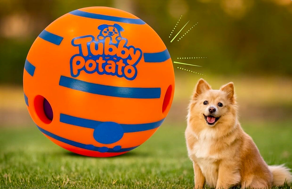 Tubby Potato Tater Tumbler Sound Ball orange color enhances visibility outdoors.